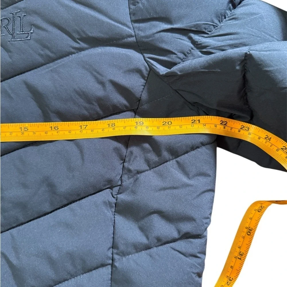 LAUREN RALPH LAUREN Women's Blue Navy Quilted Hooded Jacket size L/G